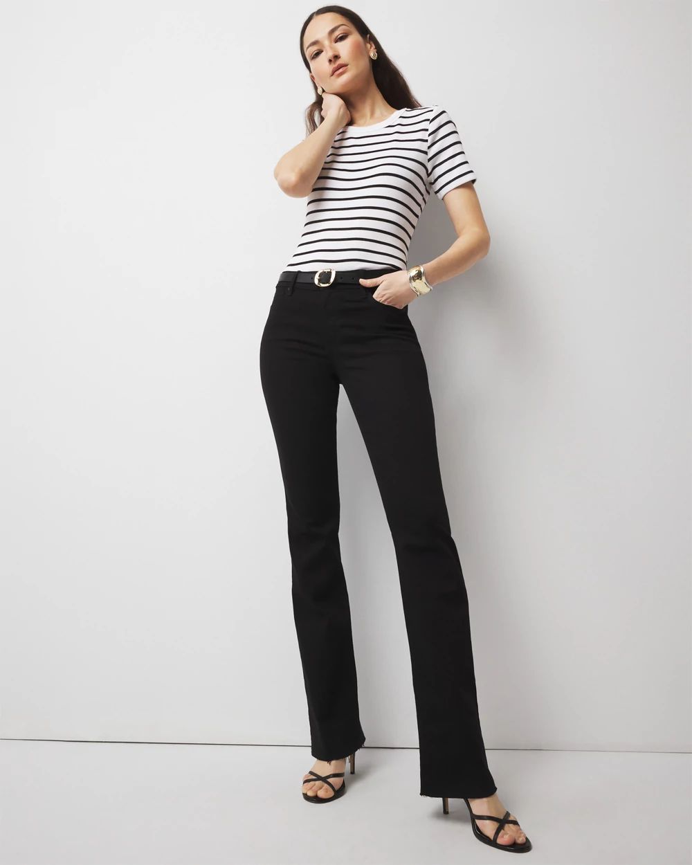 Full Size Raw Hem Bootcut Pants